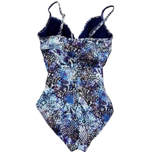 SPANX Blue Python Nile Bra-Llelujah One Piece Swimsuit 8 B/C - Picture 6 of 7